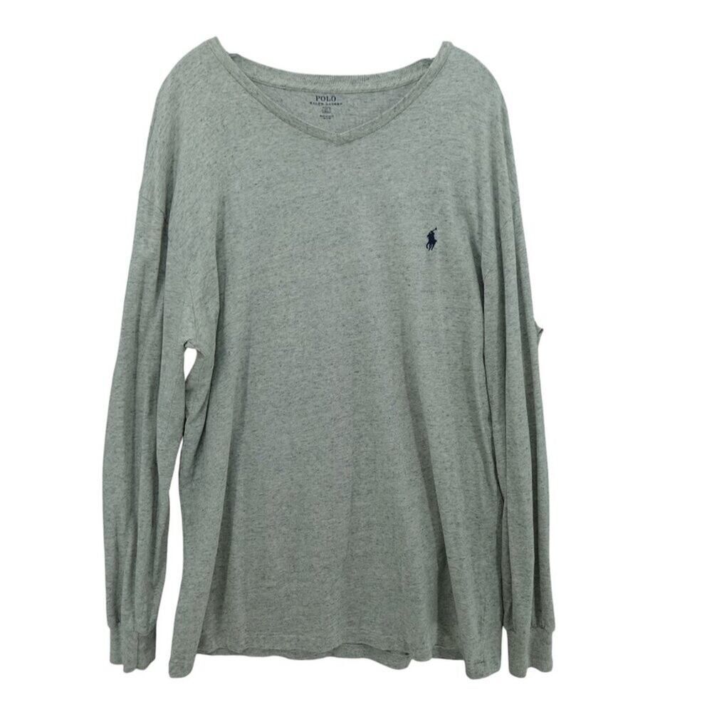 Polo Ralph Lauren Gray V-Neck Men's Long Sleeve Tall Tee